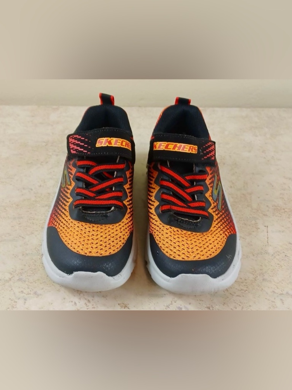 Skechers Kids Orange and Black Lightweight Athletic Sneakers